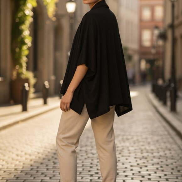 St John Black Waterfall Like Cardigan Size M - Picture 1 of 8